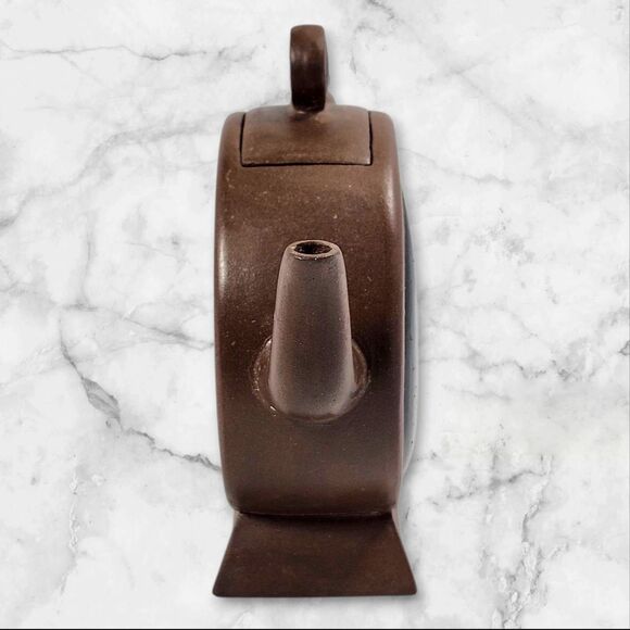 Yin Yang Brown Ceramic Decorative Teapot Figurine Black & White Tao Symbol 7.5" - Picture 3 of 11